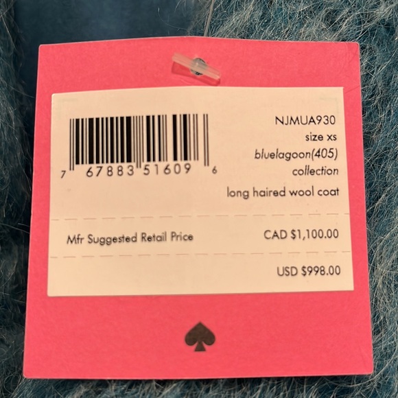 NWT Kate Spade long-haired wool coat - Picture 6 of 6